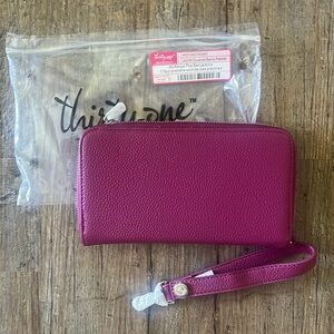 Thirty One All About The Benjamins Wallet Wrist Strap Crushed Berry Pebble